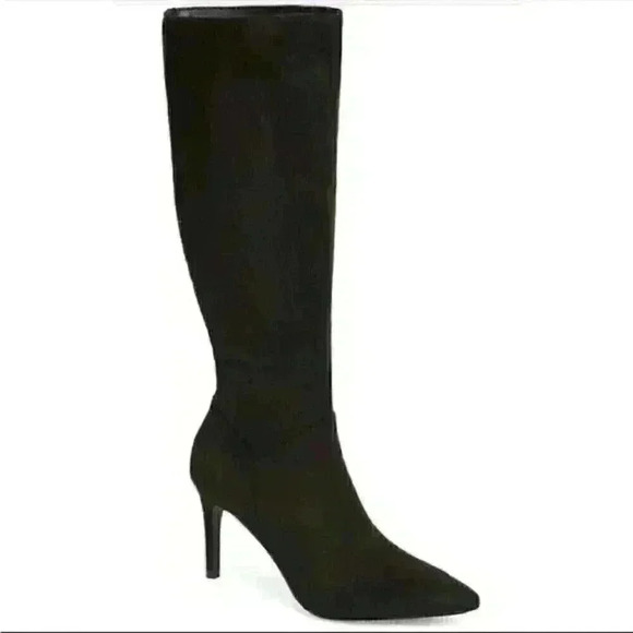 Steve Madden Kinga Black Faux Suede Heeled Boot Size 9 - Picture 6 of 7